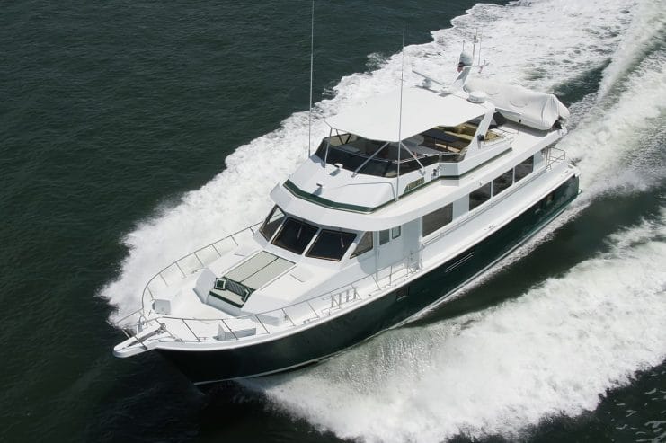 Boogie Babe III | 1999 74′ 4″ (22.66m) Classic Flybridge Sport Motor Yacht from American shipyard HATTERAS