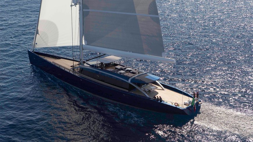 NATIVA | 2012 158ft (48m) All-aluminium fly bridge sailing sloop built by Italian shipyard Arzana Navi