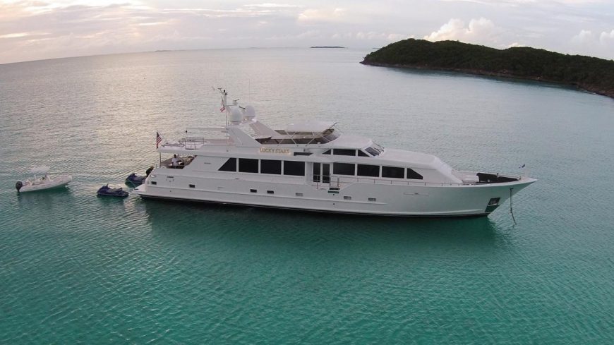 LUCKY STARS | 1998 108′ (33m) Luxury Flybridge Performance Aluminium Motor Yacht built by US shipyard Broward