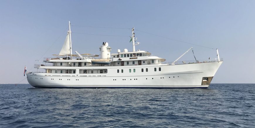 SHERAKHAN | 1965 69.65m (228′ 6″) Classic Tri-Deck Steel Motor Yacht built by Dutch shipyard Scheepswerf A.Vuyk & Zonen