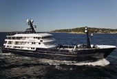 FORCE BLUE | 2002 70m (229′ 8″) Luxury Steel Explorer Motor Yacht from Danish shipyard Royal Denship