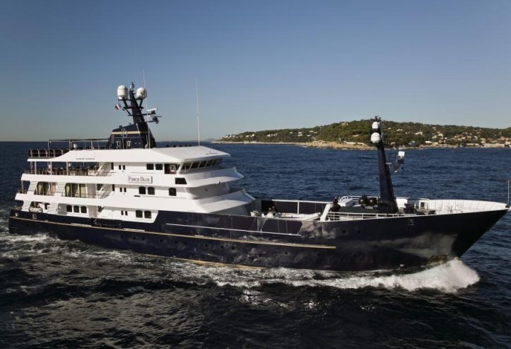 FORCE BLUE | 2002 70m (229′ 8″) Luxury Steel Explorer Motor Yacht from Danish shipyard Royal Denship