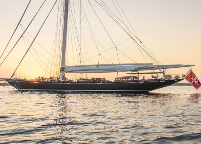 COLUMBIA | 2014 43.03m (141’1″ ) Modern Luxury Steel Schooner Sail Yacht from American shipyard Eastern Shipbuilding