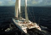 DOUCE FRANCE | 1998 42.2m (138’5″) High Performance Aluminium Catamaran Sail Yacht from French shipyard Alu Marine