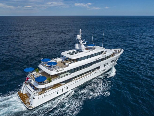 TOP FIVE II | 2021 61m (200’1″) Luxury Tri-Deck Steel Motor Yacht from legendary Dutch shipyard Royal Hakvoort