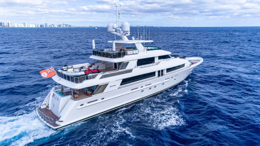 TASIA | 2009 40m (131’3″) Luxury Tri-Deck Motor Yacht from American shipyard WESTPORT